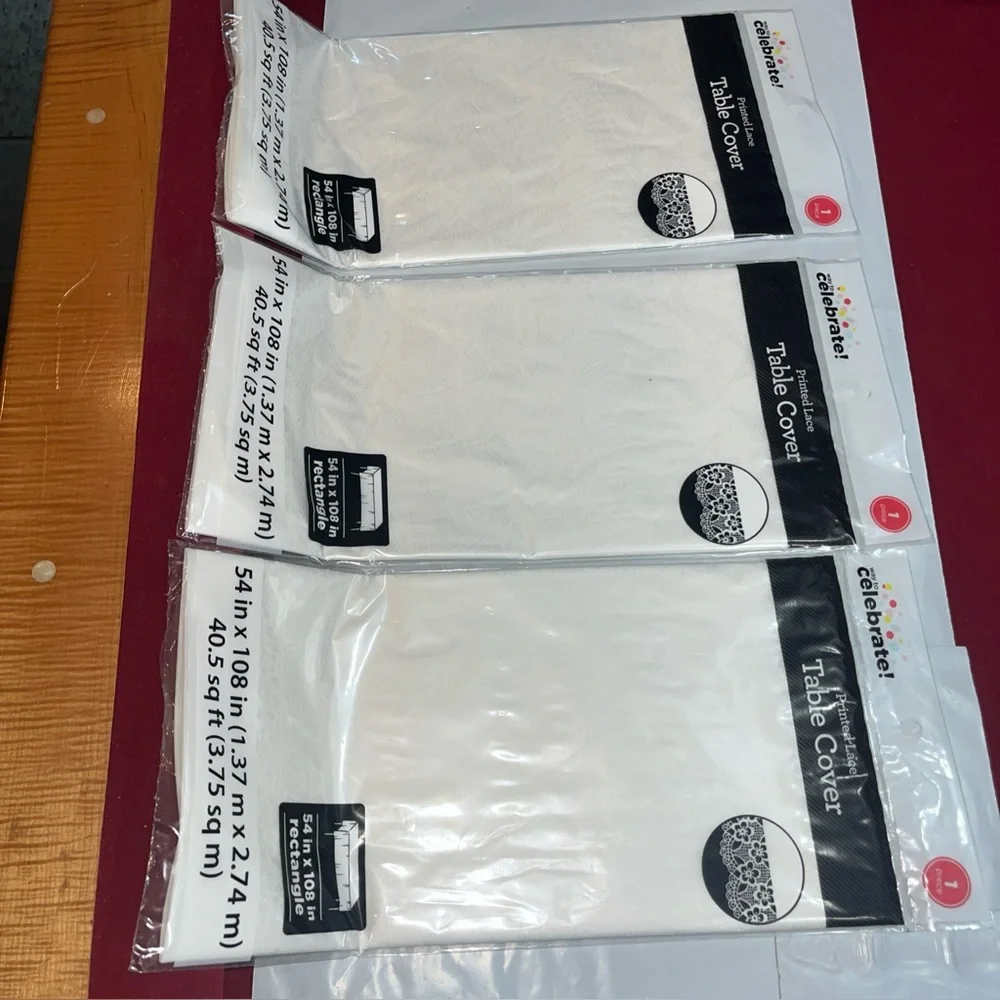 Tablecloth plastic LOT Rectangle & ROUND Table Covers Black Gold White Lace NEW